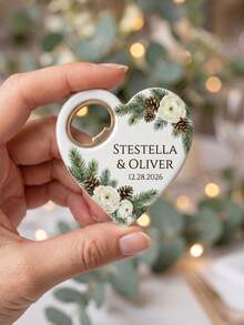 1pc Custom Text Heart-Shaped Fridge Magnet Bottle Opener, Custom Couple Name & Date, 5 Styles Available,Personalized Wedding Favor With Floral Design, Anniversary/Engagement Gift, Kitchen Decor Magnet - Multicolor - View 12