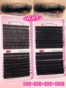640支/包大容量D型卷翘睫毛夹,大容量睫毛册,10D+20D+30D+40D/30D+40D+50D+60D/50D+60D+80D+100D睫毛嫁接套装,自然眼妆,10-16支混合防水仿貂毛假睫毛,3D单根睫毛套装,便携可重复使用,适合日常外出、度假、日常妆容、角色扮演、全妆及日常佩戴,睫毛簇,单根睫毛,假睫毛 - 查看 3