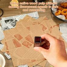 50/300/500pcs English Newspaper Style Greaseproof Silicone Paper, Small Size Oil-Resistant Paper Pads, Designed For Hamburgers, Bread, Fries, Sandwiches, BBQ, Suitable For Kitchen, Picnic, Camping, BBQ, Party Supplies, Baking Kitchen, Commercial Oil-Resistant Paper Pads - Multicolor - View 7