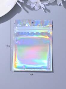 100pcs Fashionable Holographic Glossy Resealable PE Plastic Bags, Reusable Dust-Proof Bags For Jewelry, Earrings, Necklace, Party Packaging - Packaging Bag - View 4