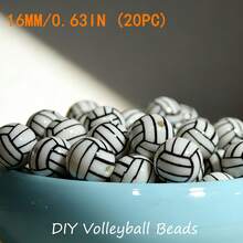 30/10pcs 16mm Volleyball Pattern Acrylic Beads, Suitable For DIY Bracelet, Necklace, Keychain Making, Sports Theme Craft Supplies, Sports Enthusiast Bracelet & Keychain DIY Accessories - Colored Volleyball Beads (16mm) - View 5