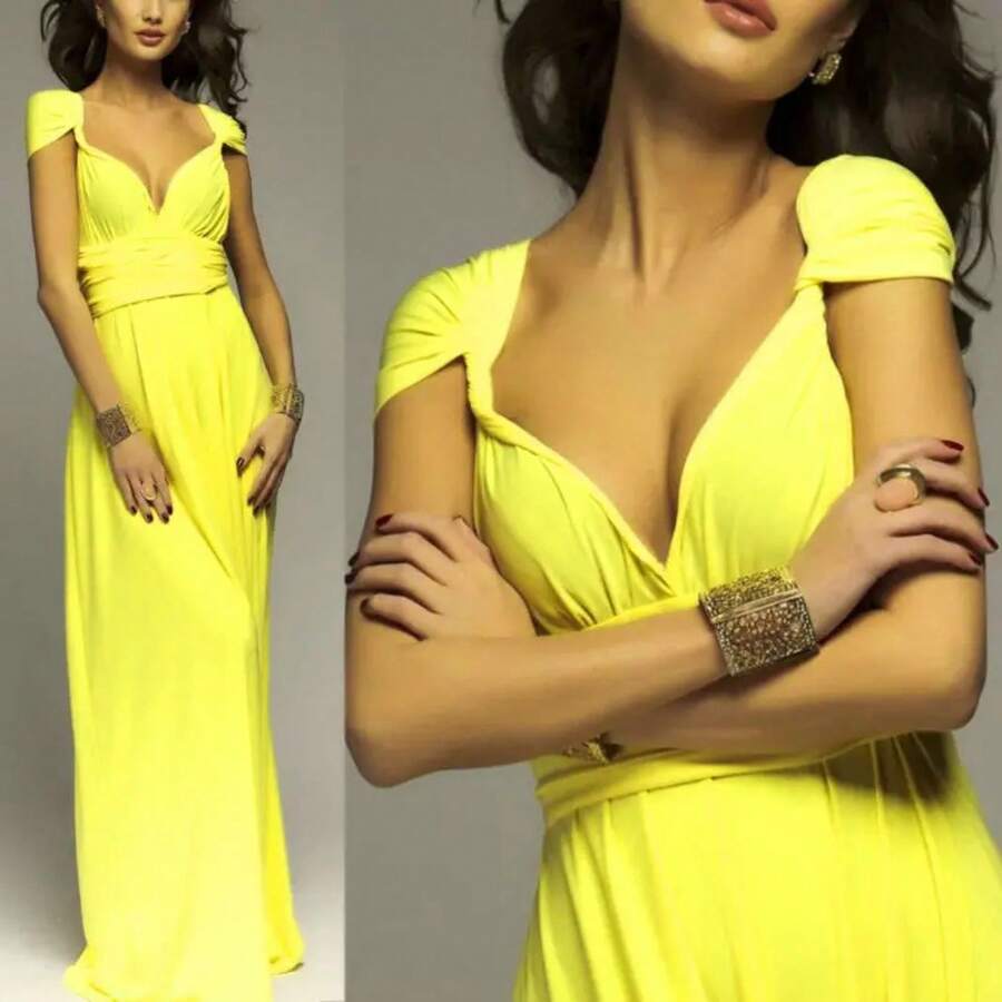 Sexy mujer Multiway Wrap Convertible Boho Maxi Club rojo vendaje vestido largo fiesta dama de honor Infinity Robe Longue Femme - 13 - Ver 1