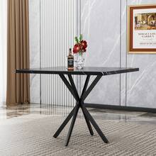 Square Dining Table, Mid-Century Modern Style Square Dining Table For 4-6 People, Coffee Table For Kitchen, Dining Room, Office, Space Saving. - Black - View 2