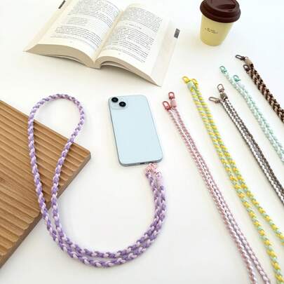 1 chiếc dây đeo điện thoại dệt thủ công tối giản kiểu Macrame, dây đeo màu tương phản kẹo ngọt, dây đeo thẻ ID, dây thay thế dây đeo túi xách