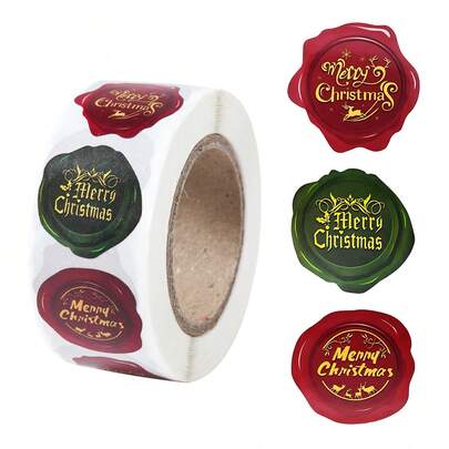 500pcs/Roll Merry Christmas Sticker Roll,Embossed Wax Seal Design,Christmas Gift Wrap Tag Stickers,Envelope Sticker Label,Sealing Stickers,Hand Ledger Stickers,Christmas Gift Bag Candy Bag Decor Stickers,Christmas Holiday Party Gift Packaging Decor Supplies,Christmas Gift Wrapping Supplies,Xmas Party Favors Decorative Sticker,Merry Christmas,Christmas Decoration,New Year Decor,Chistmas Gift