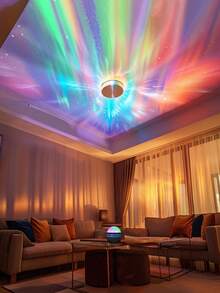 Luz de ambiente LED de proyección de 360° para techo, luz nocturna para dormitorio/sala de estar alimentada por USB, iluminación decorativa interior, crea una atmósfera relajante, iluminación de ambiente regulable, mejor opción - luz policromática - Ver 4