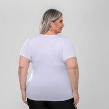 Set Of 2 Women's Basic Comfortable Short-Sleeve Square Neck Plus Size Blouses - White-blue - View 5