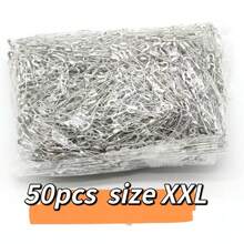 50入銀色不鏽鋼安全針，小胸針針，DIY珠寶製作材料與配件 - 銀色 - 查看 12