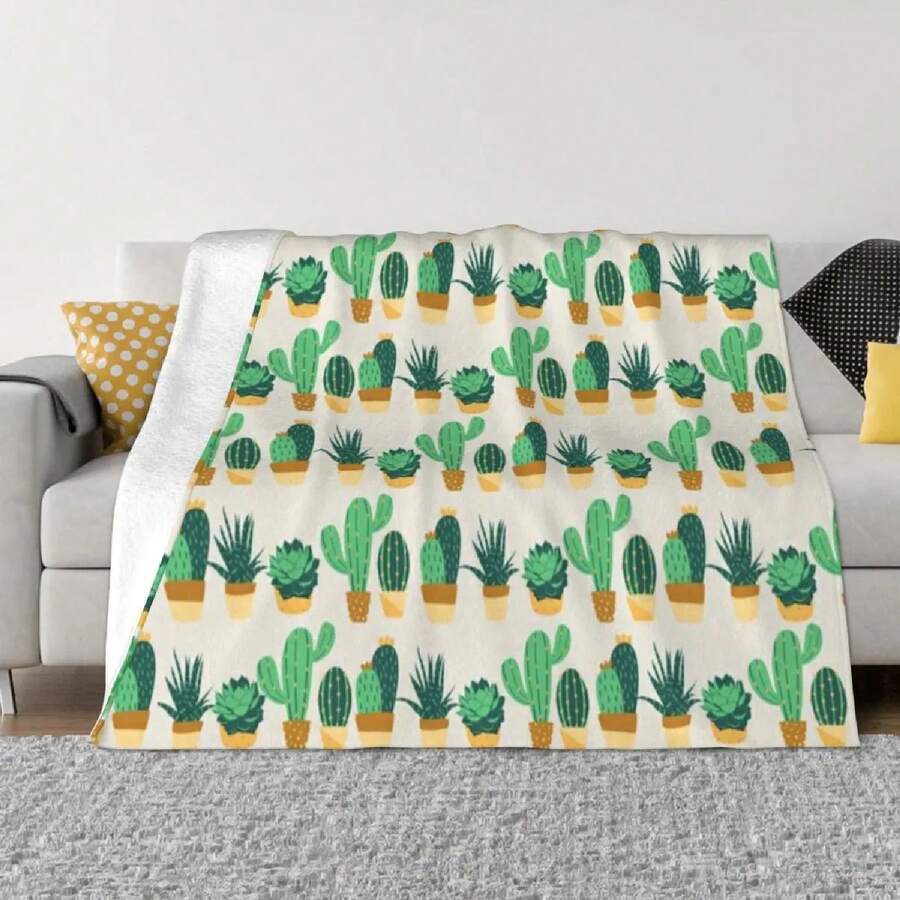 Cactus Print An Ultra-Soft Micro Fleece Blanket - 1 - View 1