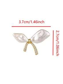 1pc Asymmetrical Faux Pearl Bow Brooch, Suitable For Women To Wear. Unique And Elegant Brooch. Exquisite High-End Clothing Anti-Exposure Pin, Can Cover Skin, Suitable For Wearing Out, Ideal Accessory For Suits, Perfect Accessory For Summer Sun Protection, Perfect Gift For Halloween, Christmas - Multicolor - View 3
