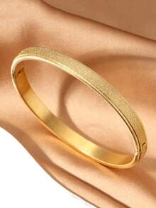1pc Fashionable Stainless Steel Bracelet, Minimalist Matte Texture, Granular Surface Jewelry, Suitable For Daily Commute And Holiday Wear, Can Be Stacked With Bracelets, Versatile Fashion Bangle - Bracelet - View 7