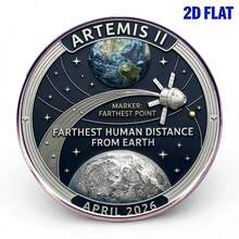 Broche conmemorativo de acero inoxidable de la misión espacial Artemis II, la talla grande lejana del ser humano desde la Tierra en 2026 abril, con diseño de la Tierra, la Luna y un satélite, recuerdo de la misión espacial, insignia coleccionable para entusiastas del espacio, astronautas y aficionados - A - Ver 4