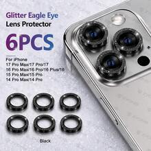 ZYONS Bộ 6 miếng dán bảo vệ ống kính camera lấp lấp lánh, tương thích với iPhone 17 Pro Max/17 Pro/17/16 Pro Max/16 Pro/16 Plus/16/15 Pro Max/15 Pro/14 Pro Max/14 Pro, kính cường lực đính đá, vòng bảo vệ màn hình bằng kim loại, 6 màu: Đen/Bạc/Vàng/Xanh dương/Tím/Hồng tím, bảo vệ camera điện thoại, tương thích với ốp lưng, phụ kiện điện thoại thời trang, phụ kiện điện thoại bền bỉ, bảo vệ ống kính, phụ kiện điện thoại hiện đại, kính chất lượng cao, dành cho người đam mê công nghệ. - Nhiều màu - Xem 15