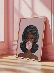 1 pieza Póster de chica de chicle, arte de pared estético rosa, decoración de habitación preppy, impresión de moda vintage, decoración maximalista, regalo de festival, el regalo ideal para amigos, impresión de arte de dormitorio, decoración de sala de estar, decoración de oficina, decoración de cocina, decoración de baño, arte de pared, decoración de pared, decoración del hogar, decoración de habitación, arte de pared en lienzo, pósteres, arte de pared con marco, marco opcional - 1 unidad - Ver 4