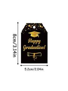 50pcs Graduation Party Thank You Cards With Jute Rope, "Congratulations On Graduation" Black Gold Graduation Theme Design, Gift Decor Thank You Tags, Colorful Cartoon Thank You Cards, Graduation Gift Packaging Labels, Party Favor Tags, Graduation Thank You Cards, Party Decorations, Suitable For Graduation Party, Guests, Party Favors, Birthday, Party Gifts And Guest Gifts - View 9