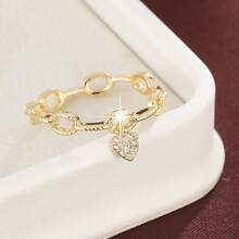 1 chiếc nhẫn nữ thiết kế hình trái tim đính đá Cubic Zirconia. - Nhiều màu - Xem 12