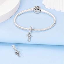 1pc 925 Sterling Silver Cross Eternal Heart Pendant Suitable For Original Bracelet Necklace Women Jewelry Accessories - Silver - View 4