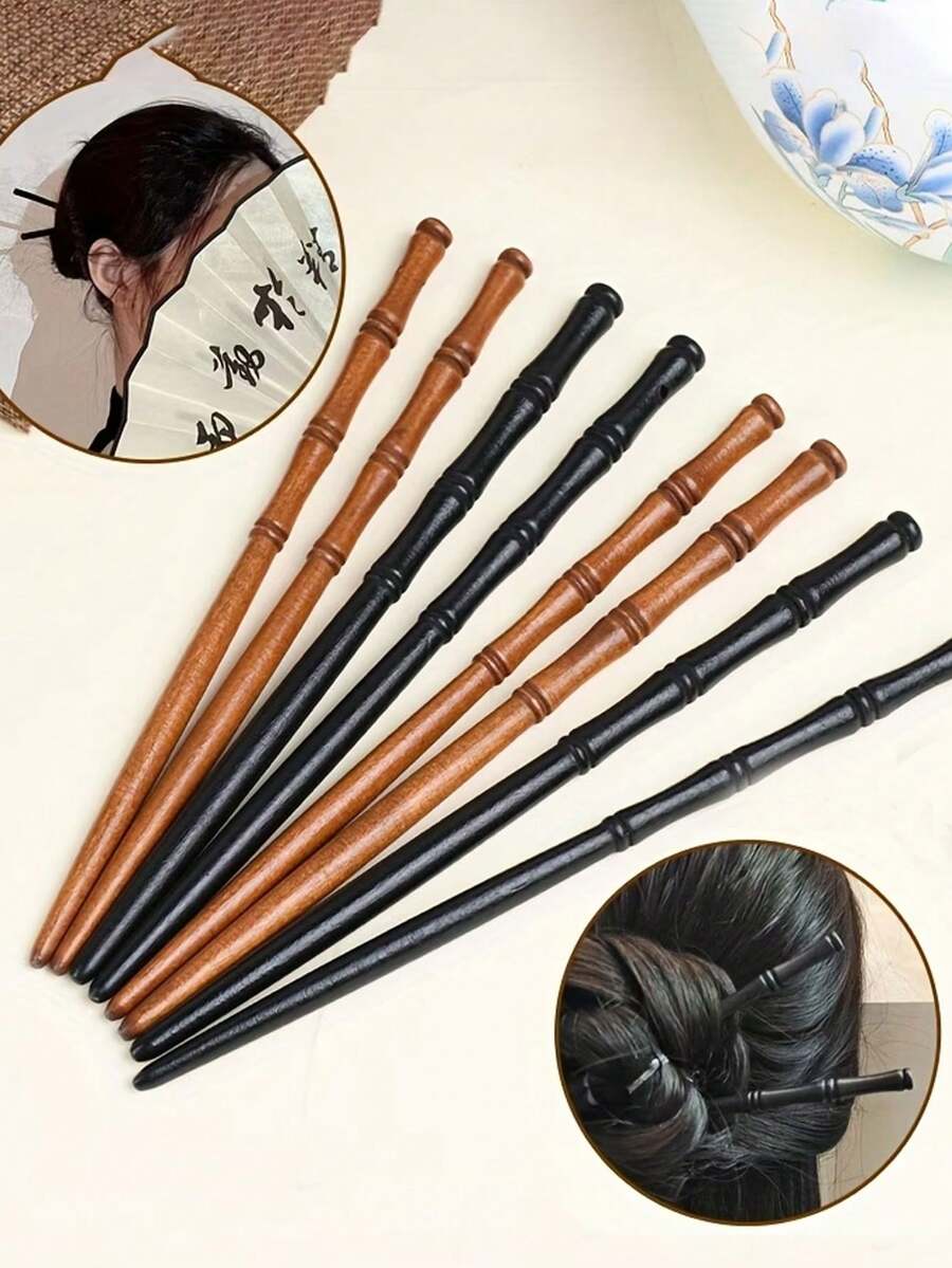 5 piezas de pinzas para el cabello con nudo de bambú estilo chino, accesorios para el cabello de mujer con artesanía exquisita, adecuados para Hanfu, clásicos y de moda, regalo perfecto para el Día de San Valentín, kit de herramientas para peinado - Multicolor - Ver 1