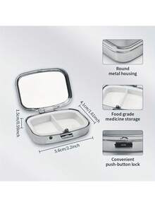 1pc Cat & Fish Design Portable Pill Box, Suitable As Wallet Or Pocket Travel Gift, 2 Compartment Square Pill Case, Organizer Gift For Friends And Family - Multicolor - View 2
