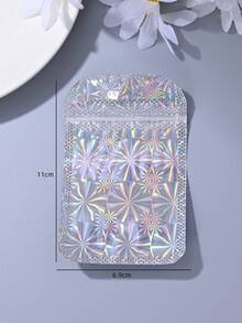 100pcs Fashionable Holographic Glossy Resealable PE Plastic Bags, Reusable Dust-Proof Bags For Jewelry, Earrings, Necklace, Party Packaging - Packaging Bag - View 9