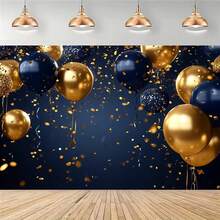 1pc 2D Flat Graduation Season Background Cloth 2D Flat, 1pc Elegant Navy Blue & Golden Backdrop With Glitter Confetti & Heart Print - Golden & Navy Blue Arch/Wall Decorations For Weddings, Birthdays, Showers - Luxury Party Background For Photo Booth, Tabletop, Indoor/Outdoor Bedroom Decoration, Home Decoration, Multiple Sizes Available, 160*70in, 90*70in, 60*50in - Nhiều màu - Xem 1
