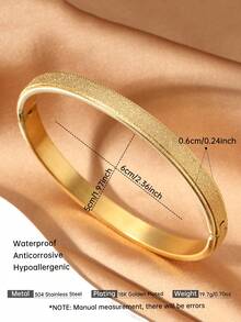 1pc Fashionable Stainless Steel Bracelet, Minimalist Matte Texture, Granular Surface Jewelry, Suitable For Daily Commute And Holiday Wear, Can Be Stacked With Bracelets, Versatile Fashion Bangle - Bracelet - View 6