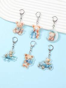 6pcs Blue Bear Acrylic Keyrings, Bear Birthday Pendant Key Chain, Bear Baby Shower Party Bags Fillers, Blue Bear Party Supplies, Blue Bear Decorations, Gender Reveal Party Small Gifts, Boy Birthday Party Hanging Decorations, Newborn Boy Party Gifts, 1st Birthday Decorations, Bag/Mobile Phone Charms, Jungle Animals Gifts, Boy Birthday Gifts, Party Favors - Blue Bear - View 9