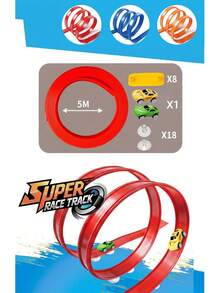 3+ Years Old Kids DIY Assemble Racing Track Toy Set, Includes 2 Racing Cars, 360° Stunt Track, High-Speed Racing Toy, Indoor & Outdoor Interactive Game, Suitable For Boys & Girls - Multi-color Upgraded 3D Track - Limited-time Flash - View 16
