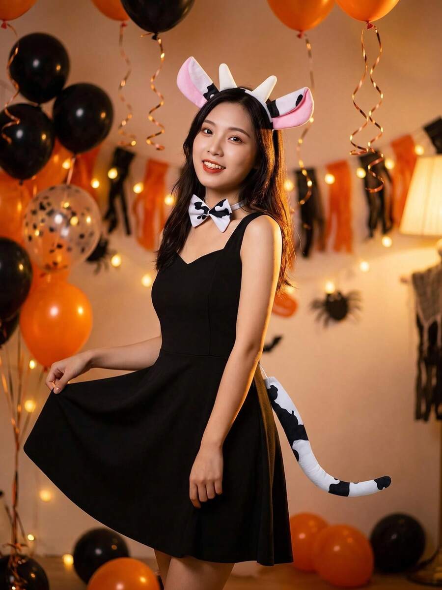 New Arrival Stylish Simple Versatile Exaggerated Cute Animal Cow Horn Ear Headband, Fashionable Headdress For Party, Stage Performance, Cosplay, Makeup, Prop - Dairy Cow - View 1