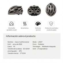 FINYQBET Casco para Bicicleta 56 60 cm Ultraligero 250 g con 21 ventilaciones, Ajuste Giratorio y Forro extraíble, Ideal para Ciclismo de Montaña y Urbano Adultos - Titanio Plateado - Ver 5