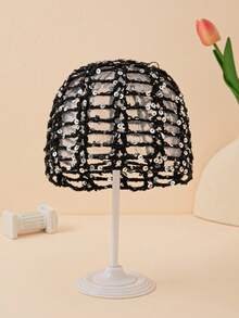 1 chiếc mũ len nữ thời trang mùa xuân/thu nhẹ, đính sequin, đan tay, thích hợp cho đi biển và phong cách boho. - A - Xem 17