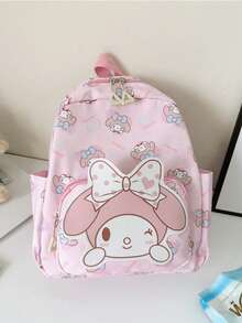 SANRIO 可愛卡通 Hello Kitty 迷你印花後背包，學生書包，輕量旅行背包，高品質耐用休閒日用包，附可愛角色印花，舒適加厚肩帶，時尚款 - 彩色 - 查看 9