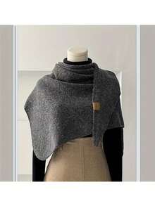 1 pièce Écharpe châle triangulaire élégante et polyvalente pour femmes, écharpe tour de cou douce et confortable, châle tricoté de couleur unie, écharpe de mode pour l'hiver, à porter au quotidien et cadeau pour les fêtes - Multicolore - Voir 4