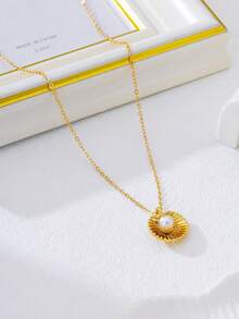 1 chiếc vòng cổ vỏ sò kim loại tối giản, thích hợp cho nữ giới đeo hàng ngày, mùa hè, đi nghỉ mát, trang phục thường ngày, món quà thanh lịch. - Vàng - Xem 4