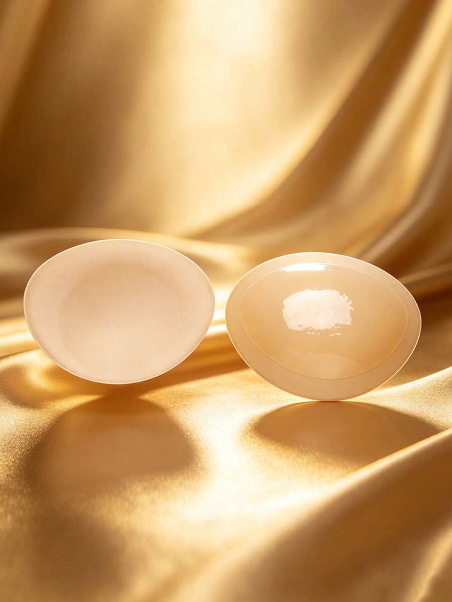 2pcs Soft & Breathable Adhesive Bra Pads, Invisible Lift Cups With High Elasticity Material For Women, Suitable For Sports, Yoga, Party, Photography, Backless Dresses, Swimwear - Apricot - View 1