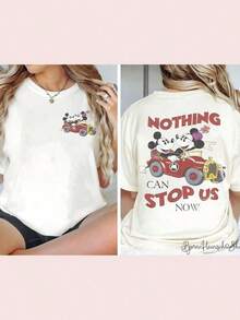 Disney No One Can Stop Me From Printing A T-Shirt On Both Sides Of A Cartoon, Which Is Suitable For Everyday Wear. It Is Necessary To Wear It Easily In Summer, Micro-Elastic, Soft Round Neck Casual Daily Coat, Round Neck Summer Sweatshirt, And Can Be Used By Both Men And Women. It Is A Loose Version And A Holiday Gift. - 白色 - 查看 1