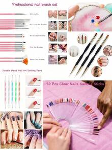 Bộ dụng cụ làm móng màu hồng 15/22 món, bao gồm 15 bút vẽ móng, 1 khay pha màu nhựa, 5 bút khắc/chấm acrylic silicon hai đầu, bộ dụng cụ làm móng, bảng trưng bày trang điểm tự làm, thích hợp cho tiệm làm móng tại nhà. - Nhiều màu - Xem 9