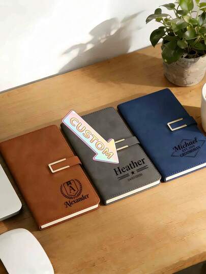 Personalized Engraved Leather Notebook, Custom Journal, Year-End Thank You Gift, Custom Graduation & New Job Gift