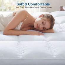 AVXLRQ Extra-Thick Mattress Cover With Cushioning Layer - Spill-Proof & Stain-Resistant Bed Topper, Machine Washable Breathable Suitable For Bedrooms, Dorm Beds, Rooms, Care - Fit For All Mattresses,Mattress Protector - Xám - Xem 7
