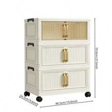 5-Tier / 3-Tier Foldable Decorative Furniture Storage Cabinet - White 3-layer - View 2