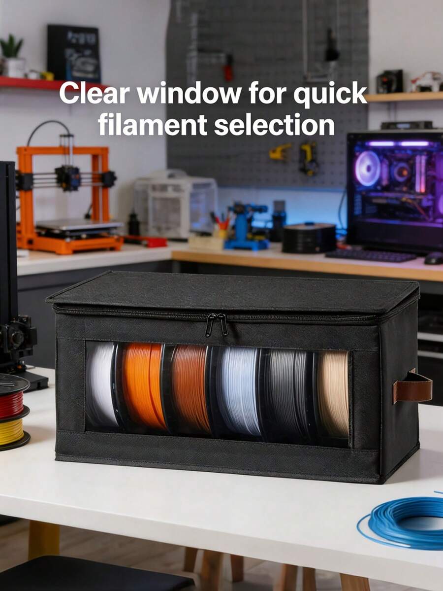 Caja de almacenamiento y estantería organizadora para filamento de impresión 3D - Caja de almacenamiento: Adecuada para entornos domésticos, de oficina o de estudio. Diseño de alta capacidad: Acomoda múltiples rollos de filamento; también es una opción ideal para organizar CDs, ropa, calcetines, herramientas y otros artículos. - Multicolor - Ver 1