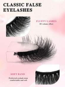 ENCHUW 7 Pairs Wispy Natural Look Eyelash Soft Band Faux Mink Lashes Fluffy Extension Reusable False Eyelashes Makeup - Black - View 2