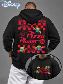 Disney Official Licensed Toy Story Pizza Planet Oversized Hoodie Men Back Print Alien Graphic Casual Streetwear Pullover - 黑色 - 查看 1