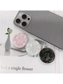 1 pieza Soporte de teléfono con cojín de aire y diseño de concha de colores, estilo agarre, soporte de teléfono con diseño floral, marco de soporte de teléfono con cojín de aire minimalista, adecuado para iPhone, teléfonos Android, regalo de cumpleaños, regalo para familiares y amigos, soporte de teléfono retráctil, accesorio de teléfono - Multicolor - Ver 4