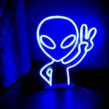 1个外星人霓虹LED灯,USB或电池供电,适用于卧室、房间、游戏室、派对、求婚、酒吧、周年纪念、男士专属空间、婚礼、生日、情人节、母亲节、儿童节、圣诞节等场合的墙面装饰照明,也是一份独特的礼物。 - 白色 - 查看 10