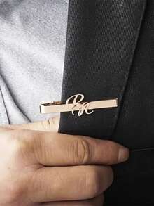 Customized Name Tie Clip, Personalized Elegant Gentleman Tie Clip, Father's Day Tie Clip, Stainless Steel Name Plate Tie Clip, Minimalist Style Accessory, Gift For Men, Valentine's Day Gift, Father's Day Gift - Multicolor - View 8