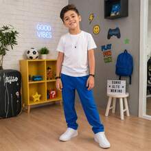 Children's Unisex Fleece Pants Set, Sizes 4 To 8 Years | Thick Winter Pants For Children | Fleece Pants For Girls And Boys - Blue - View 1