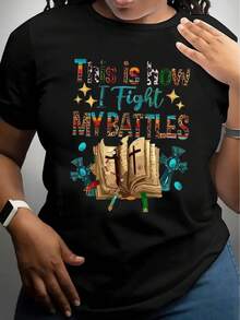 1 Women's Casual Short Sleeve T-Shirt, 100% Thick Cotton - Comfortable Round Neck, Soft And Cute Top, 180g 100% Cotton. - 黑色 - 查看 2