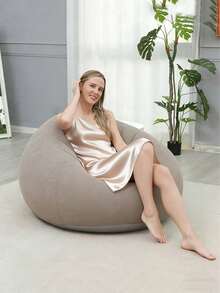 1 Set Nordic Style Minimalist Bean Bag Sofa, Soft Velvet Fabric, Casual Armchair For Small Living Room - Multicolor - View 10