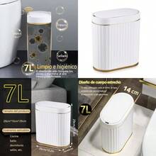 Cubo de Basura Automático con Sensor para Baño - 7 L Cubo de Basura con Tapa Botes de Basura Inteligente con Estrecho sin Contacto para Dormitorio Baño Cocina Oficina - 7 L - Ver 1